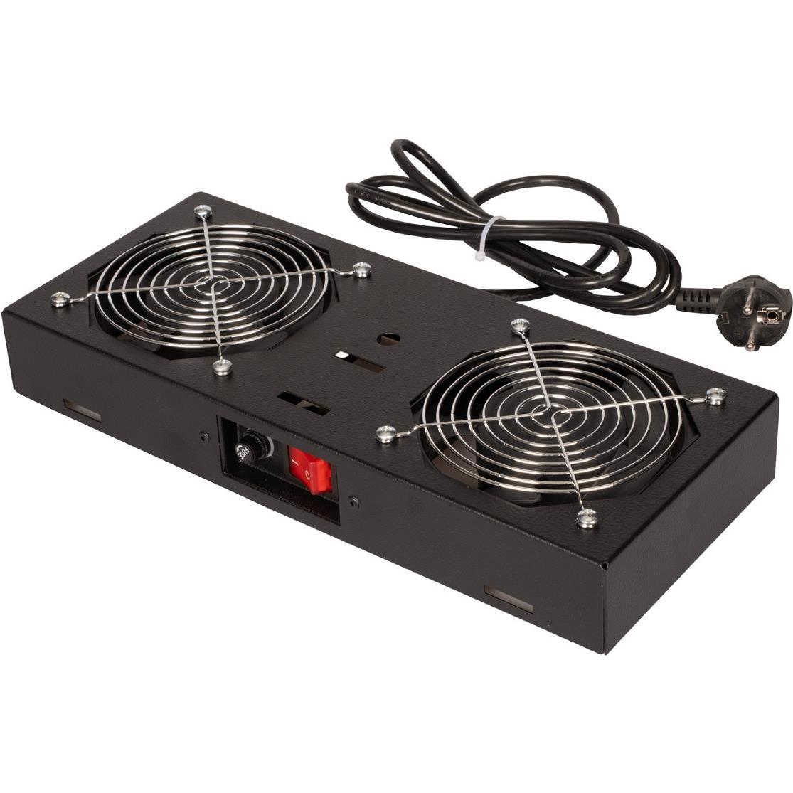 Roline fan unit 2 fans for 19-inch wall-mounted enclosures black, Accessori per armadio rack, Nero