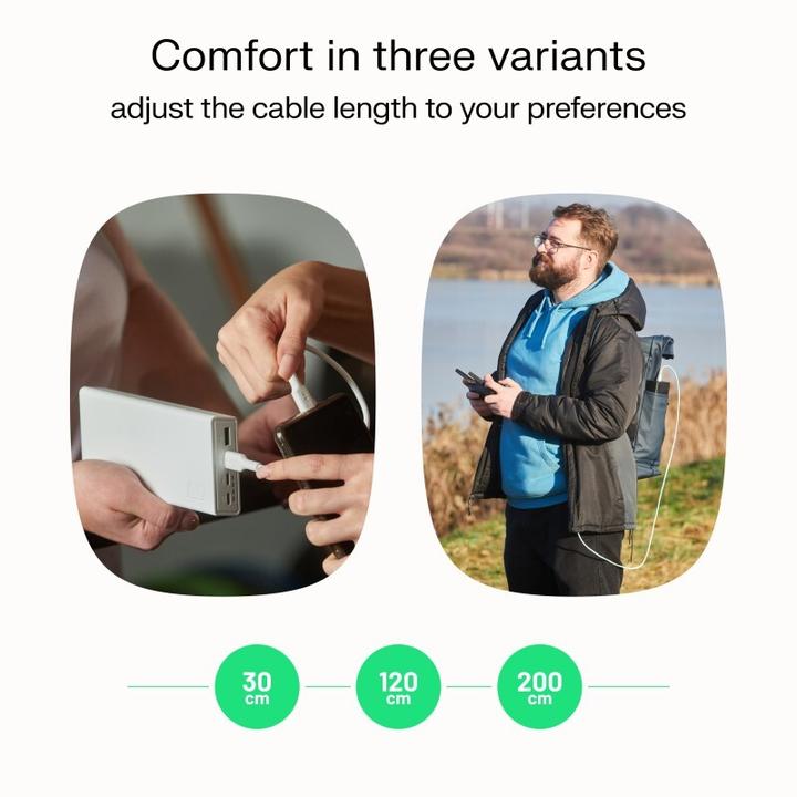 Image du produit GreenCell Câble USB-C-USB-C PowerStream 100W tressé 1,2m blanc (1.20 m, 100 W)