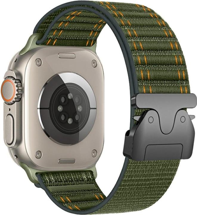 Actual product image Beline Woven Nylon Diagonal Style Parachute Strap for Apple Watch 42/44/45/49mm Green (Nylon)