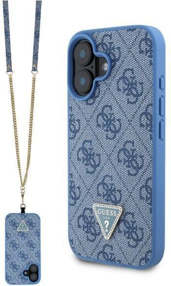 Actual product image Guess GUHCP16SP4TDSCPB iPhone 16 6.1" niebieski/blue hardcase Leather Metal Logo Strass Crossbody (Apple iPhone 16)