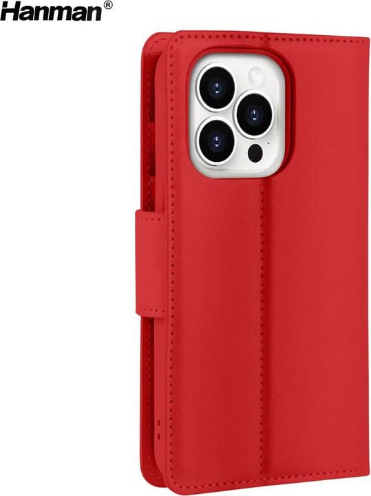 Produktbild Hanman Apple iPhone 12 / 12 Pro - Mill Flip Case mit 3 Kartenfächern, rot (Apple iPhone 12, Apple iPhone 12 Pro)