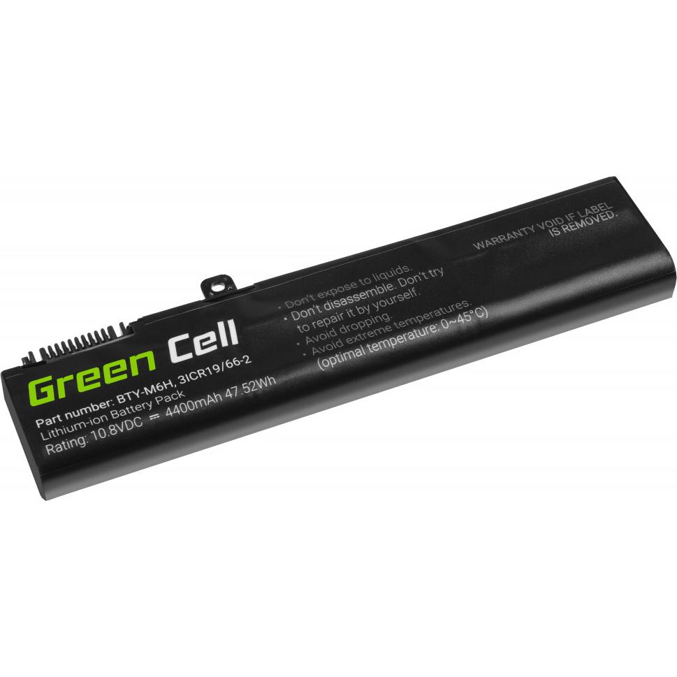 GreenCell MS16 Notebook-Ersatzteil Akku (6 Zellen, 4400 mAh), Notebook Akku, Schwarz