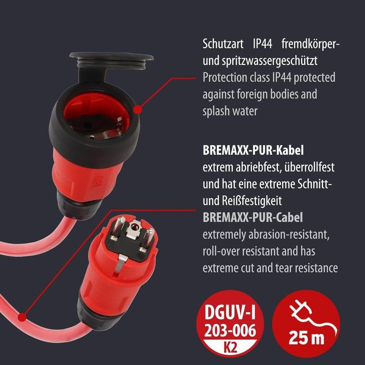 Actual product image Brennenstuhl 9161250210 Power extension cable 16 A black, red 25 m H07BQ-F (25 m)