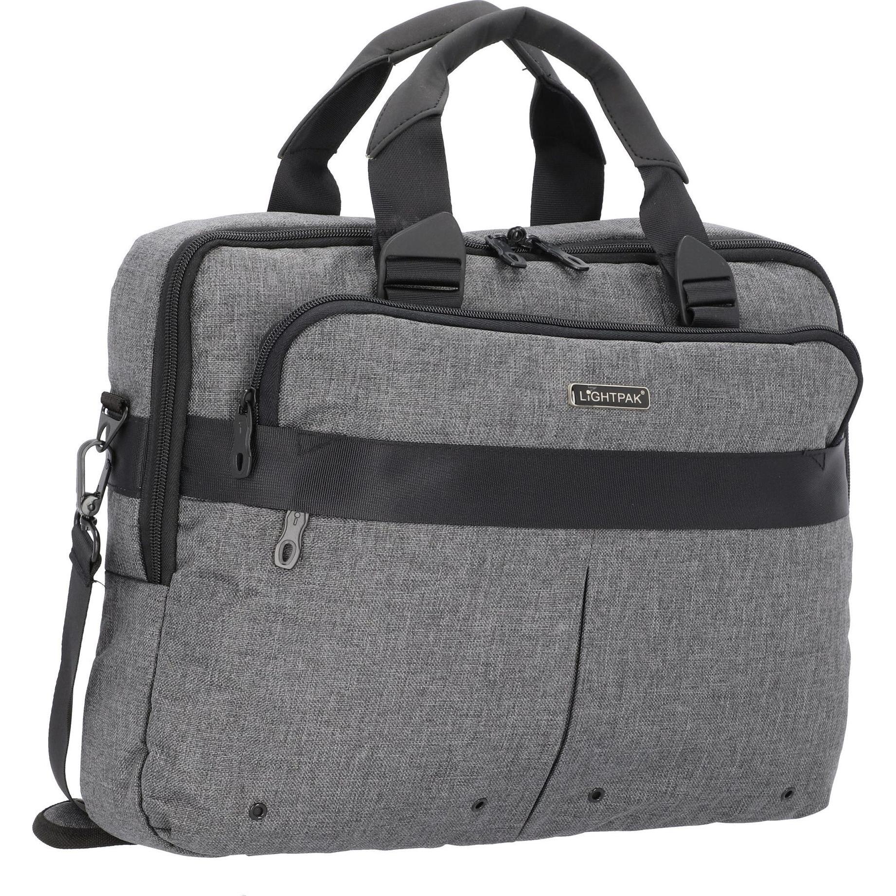 Thumbnail - Lightpak Notebook-Tasche WOOKIE, Polyester, grau Laptop- und Tabletfach, Organizer-Fach, 2 Reissverschluss (15.60", Univ...