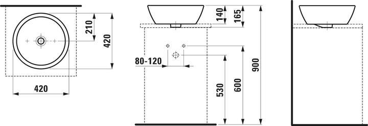 Produktbild Laufen Waschtisch-Schale PRO B 420x420mm m Überlauf ohne Hahnloch weiss (420 mm, 420 mm)