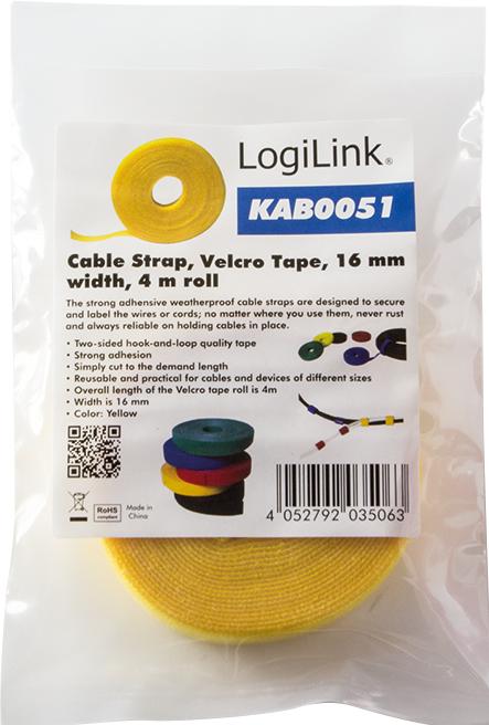 Productafbeelding LogiLink Rol klittenband, 16mmx4m (16 mm)