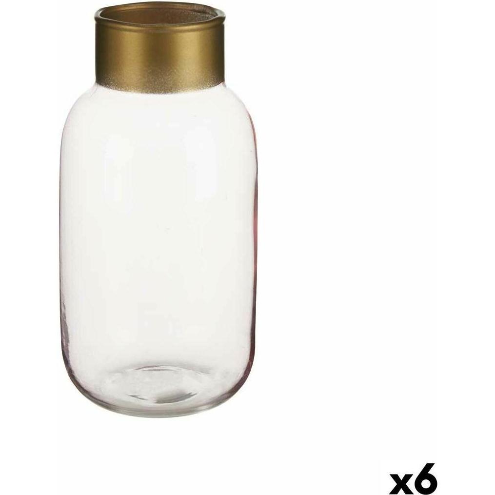 Gift, Vaso, Vase Pink Golden Glass 11,5 x 24 x 11,5 cm (6 Units)