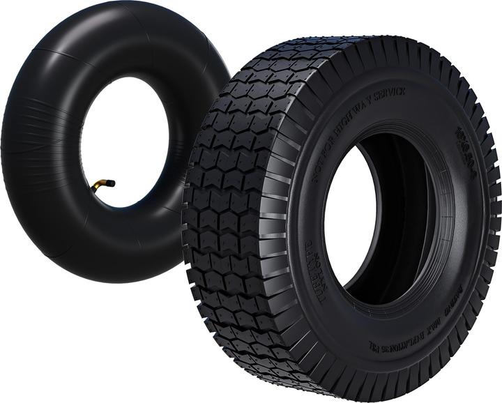 Produktbild Wiltec Reifen für den Aufsitzmäher 16x6.50-8 4pr mit Schlauch Winkelventil Komplettrad (Rasentraktor, Traktorzubehör)