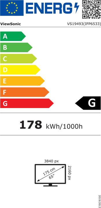 Energie-Label Viewsonic 65" 40 Multi touch, 7H (3840 x 2160 Pixel, 65")