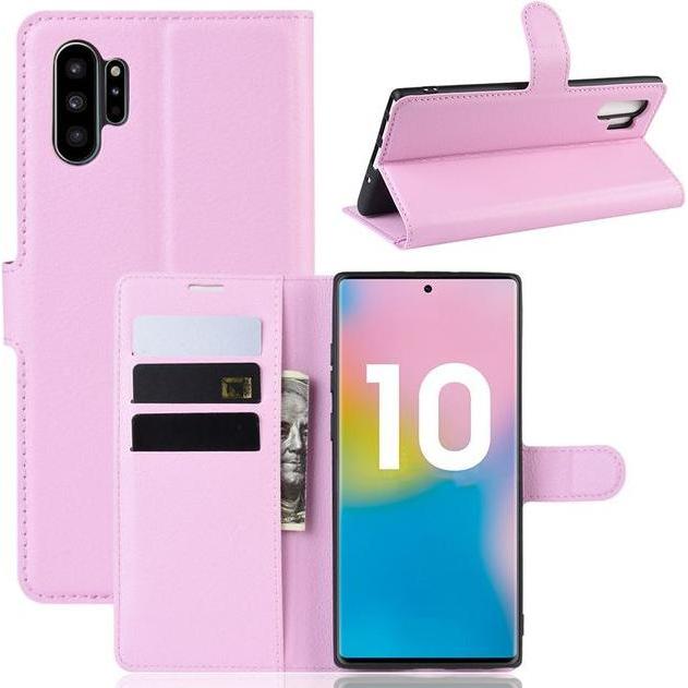 Thumbnail - MU Classic Litchi Leder Bookcover Series (Samsung Galaxy Note 10+), Smartphone Hülle, Pink