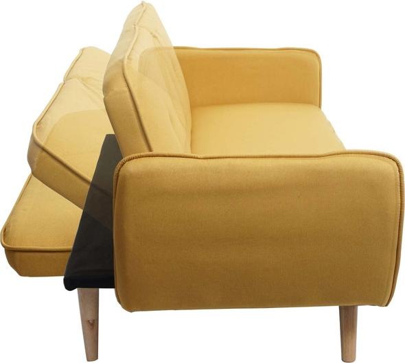 Produktbild Swisshandel24 Schlafsofa, Couch Klappsofa Gästebett Bettsofa, Schlaffunktion Stoff/Textil gelb (Bettsofa)