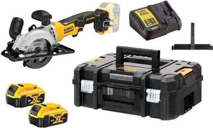 Actual product image DeWalt DCS571P2 Portable Circular Saw 115 mm 2x XR 18V 5Ah T-STAK II Black Yellow