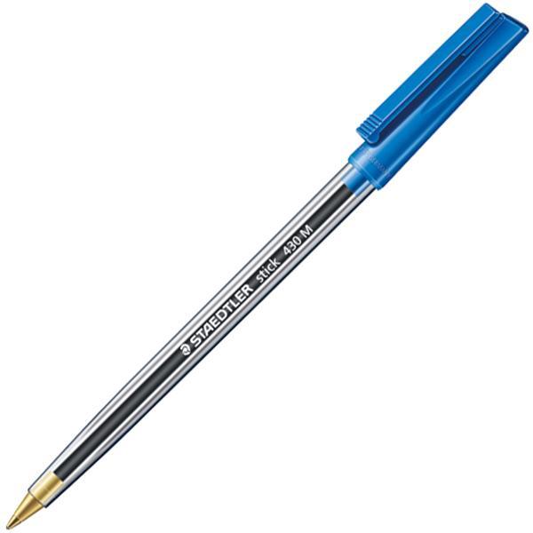 Staedtler ® Einwegkugelschreiber stick 430 0,35mm blau Kappenmodell dokumentenecht (Durchsichtig, 1 x)