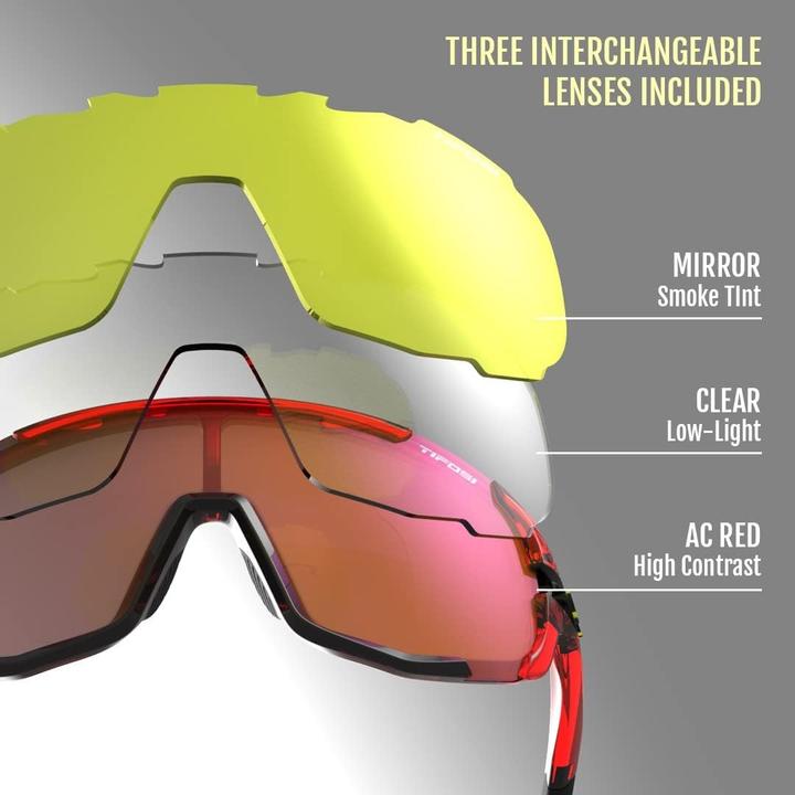 Image du produit Tifosi Sledge Lunettes de sport-crystal red (Rouge, Ac Red, Bleu clair, Clear, Green, Jaune clair)