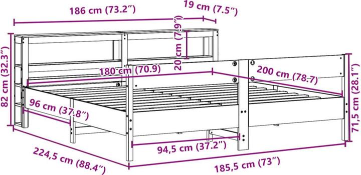 Actual product image vidaXL Bettgestell (180 x 200 cm)