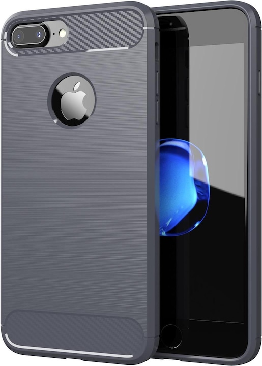 Immagine prodotto Cadorabo TPU Ultra sottile in acciaio inossidabile al carbonio Combi Cover (Apple iPhone 7 Plus, Apple iPhone 7s Plus)