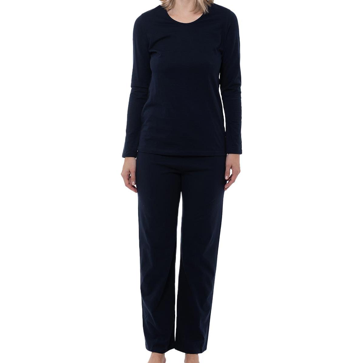 Thumbnail - Ammann, Damen, Pyjama, Organic Cotton Schlafanzug Langarm, Blau, (48)