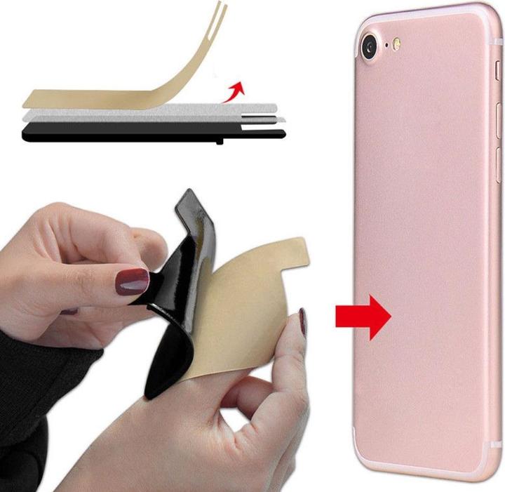 Actual product image Deltalabs Klebende Kredit- Bankkarten Tasche Hülle für Smartphones und Tablets - Schwarz (Apple iPhone X, Samsung Galaxy R)