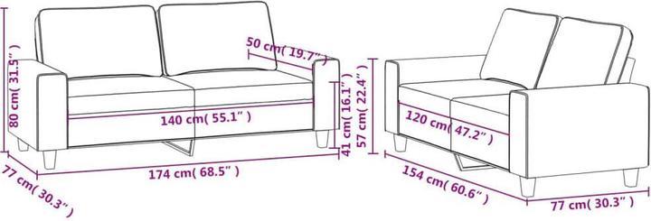 Produktbild vidaXL Sofagarnitur (2-Sitzer, Polstergruppe)