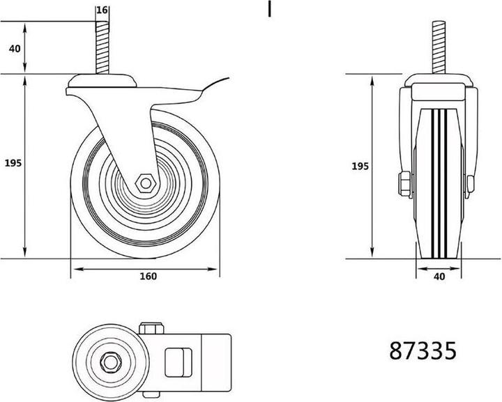 Image du produit Toya Thr.Stem Dbl Brake Sw.Casterblack Rub.