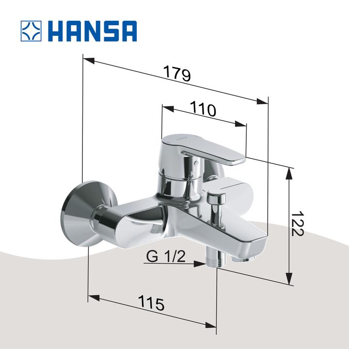 Image du produit Hansa Armaturen GmbH Mitigeur de bain à levier Hansapolo nouveau montage mural chromé