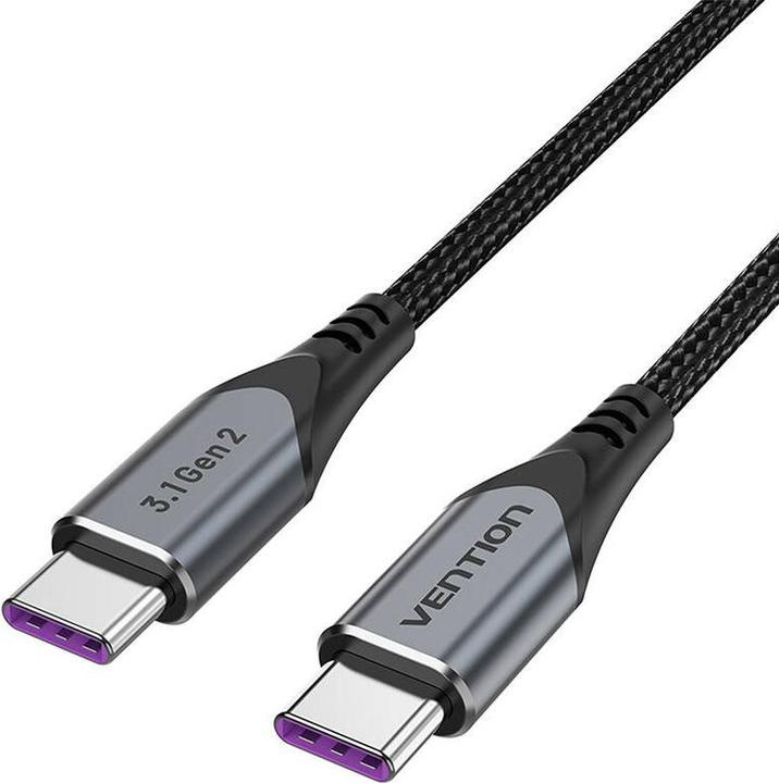 Produktbild Vention USB-C to USB-C 100W TAHHD 5A 0.5m USB 3.1 Gen2 4K cable (gray) (0.50 m, USB 3.1, 100 W)