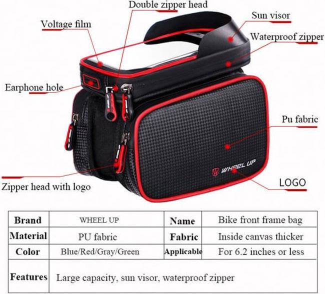 Actual product image Wheel Up Bike mount for cell phones up to 6.2 inch