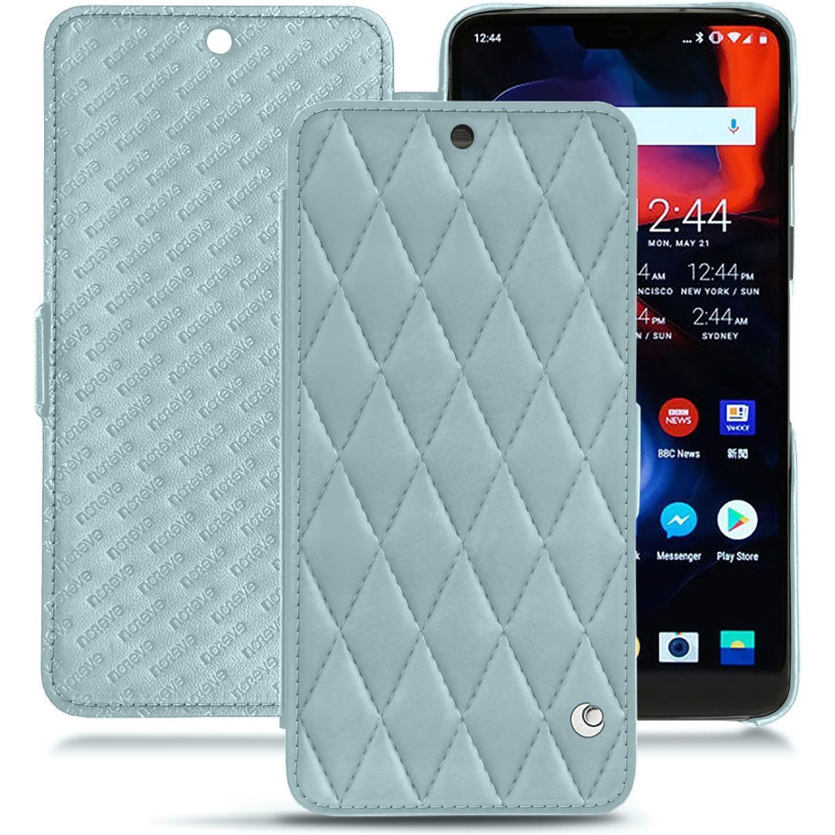 Noreve Lederschutzhülle horizontal (OnePlus 6), Smartphone Hülle, Blau