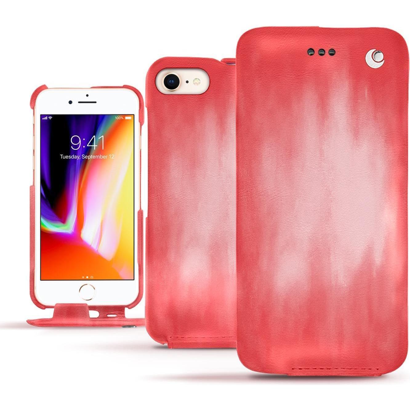 Noreve Lederschutzhülle vertikal (Apple iPhone 8), Smartphone Hülle, Rosa