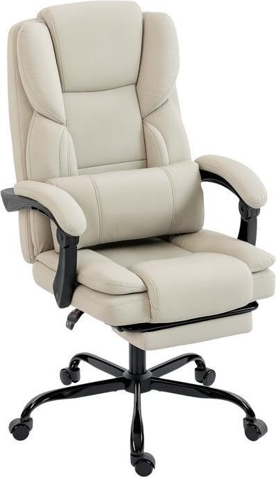 Produktbild Swisshandel24 Bürostuhl, Kunstleder-Bezug, Fussstütze, höhenverstellbar, rollbar, Beige (46 - 54 cm)