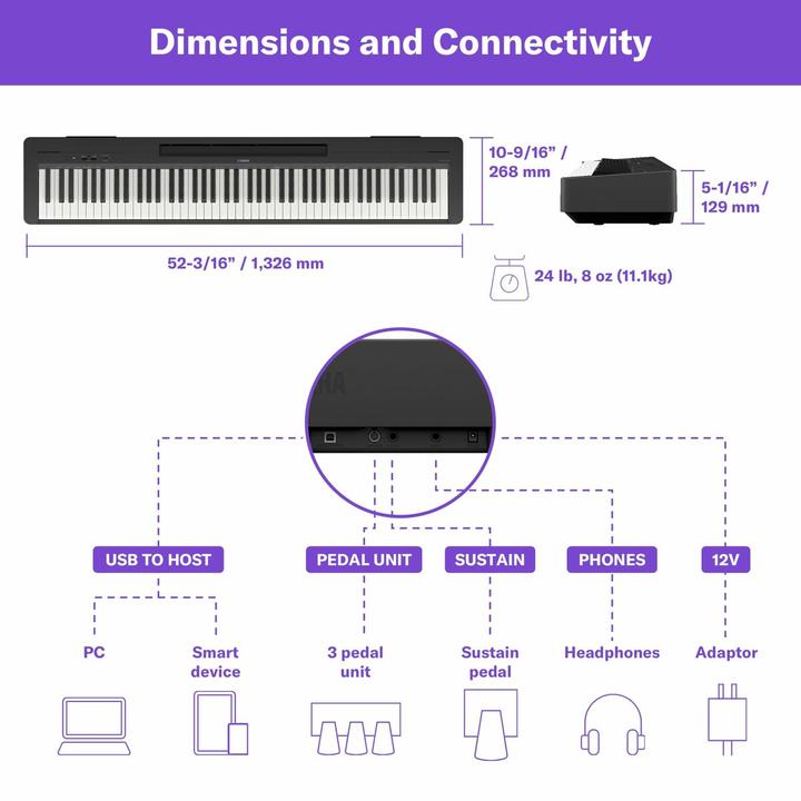 Immagine prodotto Yamaha E-Piano P-145BT (88 Chiavi)