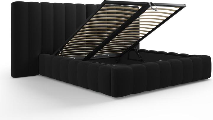 Actual product image Micadoni Velvet Storage Bed With Double Headboard, "Kelp", 230x200x100Made in Europe (140 x 200)