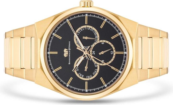 Rhodenwald & Söhne Orologio Uomo Analogico, Movimento Giapponese Al Quarzo, Cinturino In Vero Cuoio Marrone, Cassa Acciaio Placcato Oro Rosso, Quadrante Bianco - 10010350 - 6