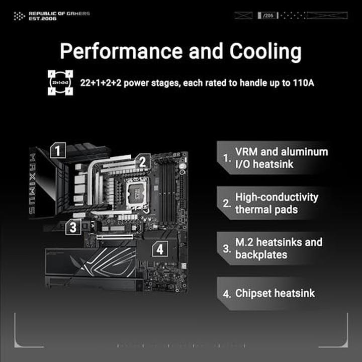 Produktbild ASUS ROG MAXIMUS Z890 HERO (Intel,1700,DDR5,ATX) (90MB1ID0-M0EAY0) (LGA 1851, Intel Z890, ATX)