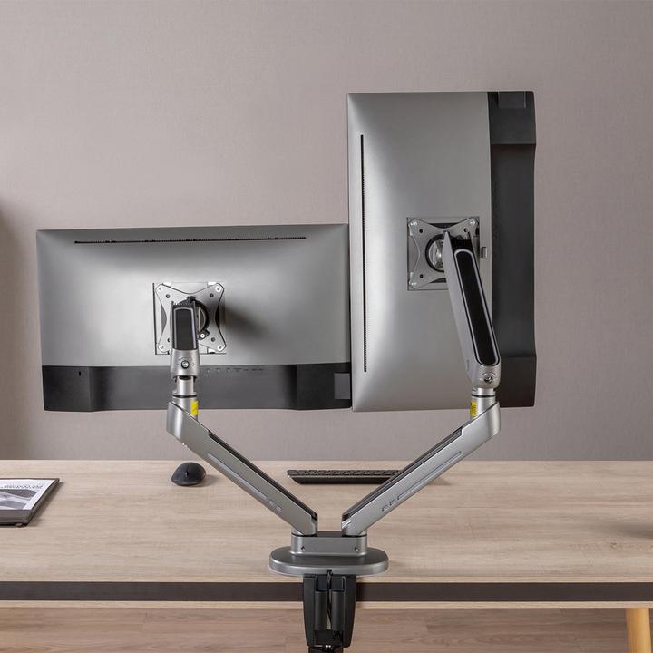 Actual product image NanoRS 2-Fold Gaming Monitor Mount 17-32 with Adjustable RGB LED Lighting Table Mount Height Adjustable (Table, 32.01")