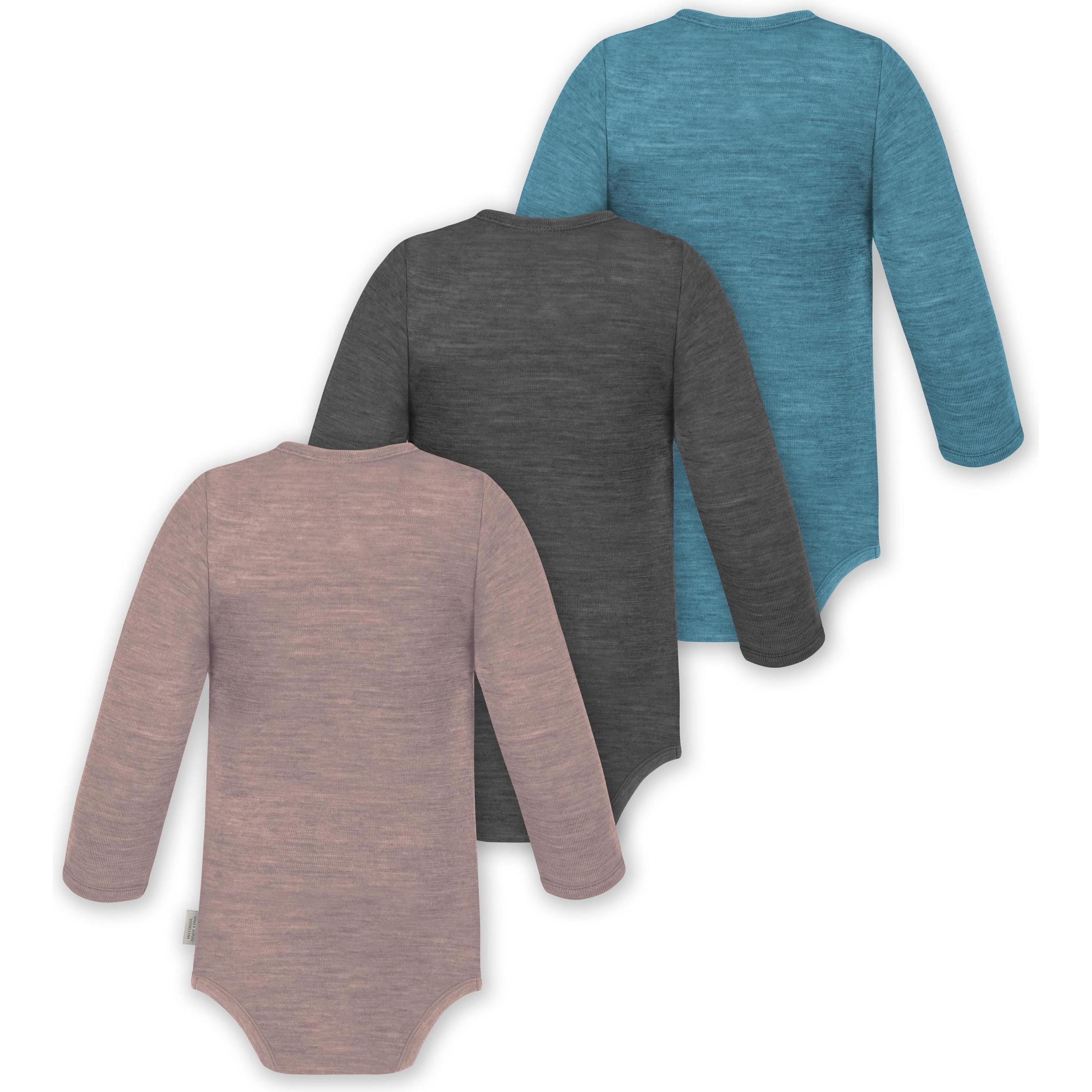 Thumbnail - Normani, Herren, Body, 3er Pack Baby Merino Body Langarm „Auckland" - 9375, Blau, (56)