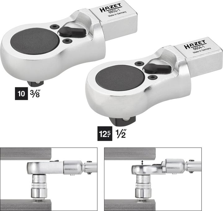 Image du produit HAZET Attache mâle à cliquet réversible 6604-1 ∙ Carré femelle 14 x 18 mm ∙ Carré massif 12,5 mm (1… (1/2")