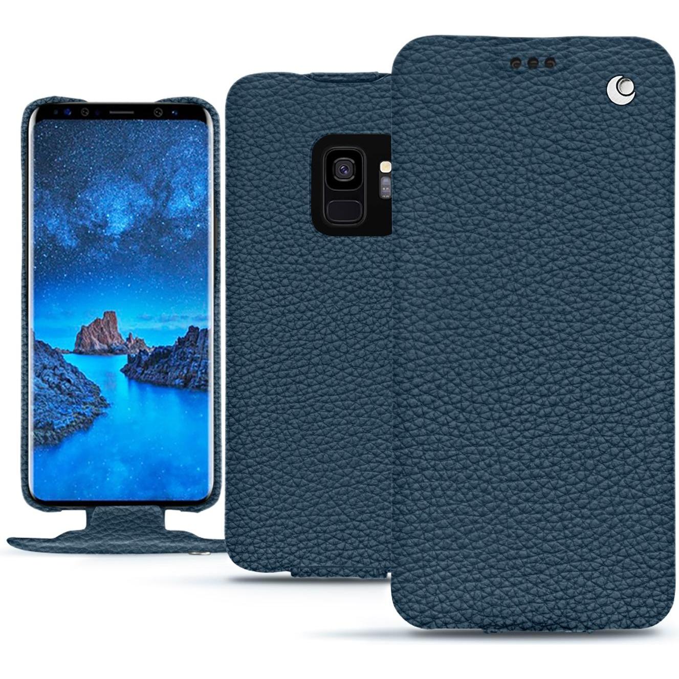 Noreve Lederschutzhülle vertikal (Samsung Galaxy S9), Smartphone Hülle, Blau