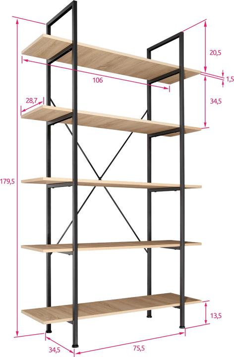 Produktbild tectake Regal Glasgow (10.60 x 106 x 17.95 cm)