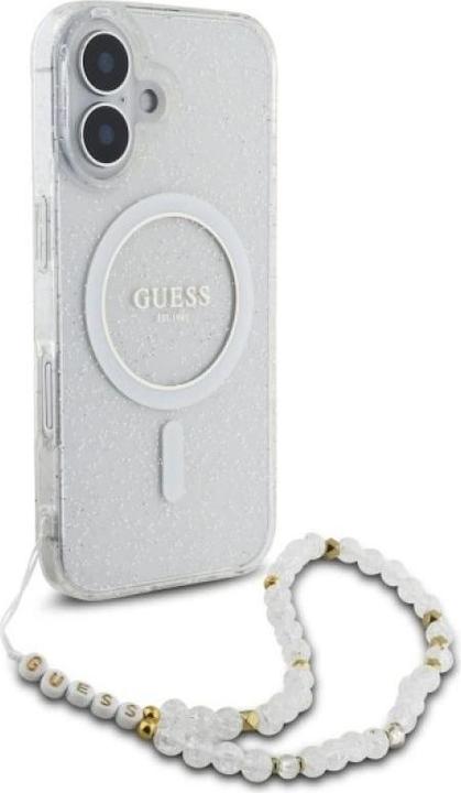 Actual product image Guess GUHMP16MHGCRELST iPhone 16 Plus 6.7" przeźroczysty/transparent hardcase IML Glitter With Pearl (Apple iPhone 16 Plus)