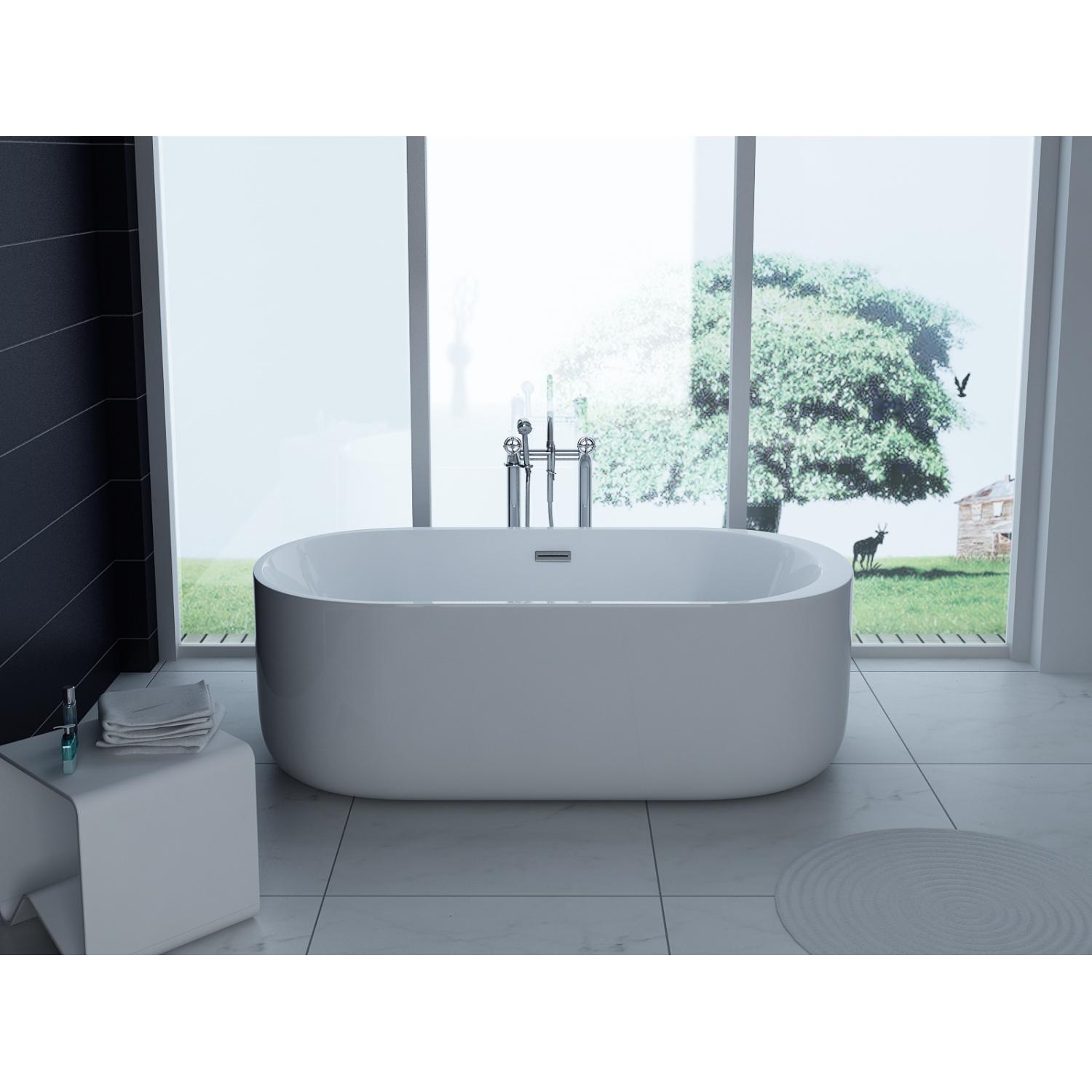 Thumbnail - PureHaven, Badewanne, freistehende Luxus Acryl-Badewanne 170x80 cm elegant inkl. Siphon Überlaufschutz leicht zu (200 l,...