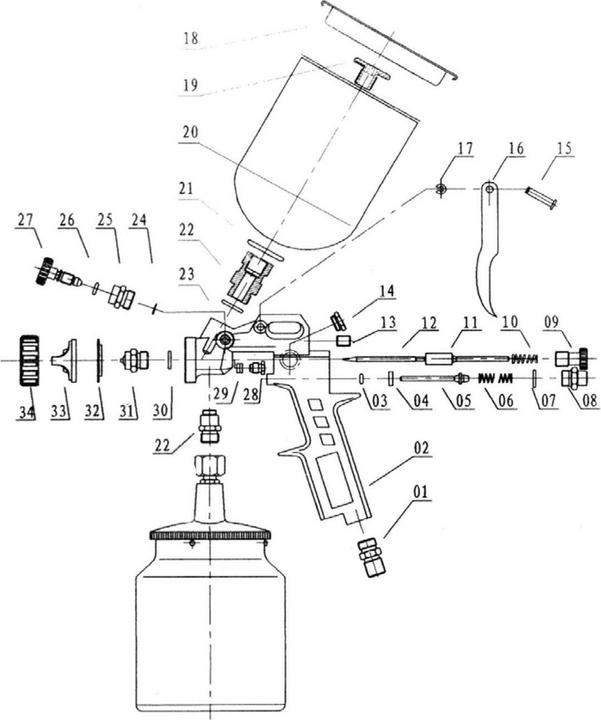 Actual product image Arwin Paint spray gun with gravity feed cup DLF-162F