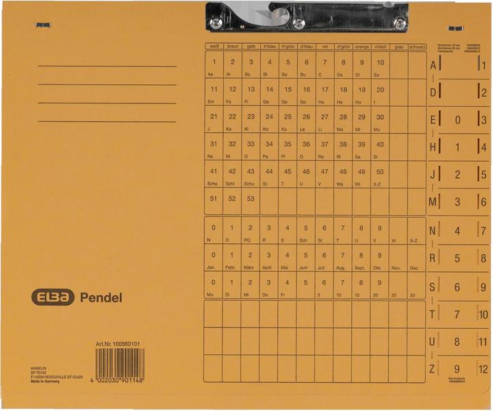 Produktbild Elba Pendelhefter, DIN A4, Manilakarton, 320 g-qm, gelb (A4, 50 x)