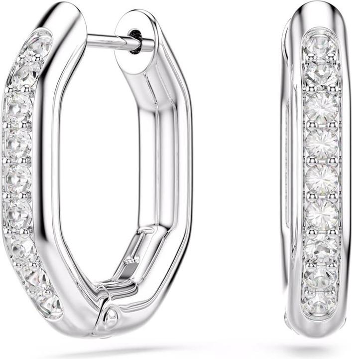 Actual product image Swarovski Dextera Kreolen Achteckform Rundschliff Weiss Rhodiniert (Swarovski Metal)