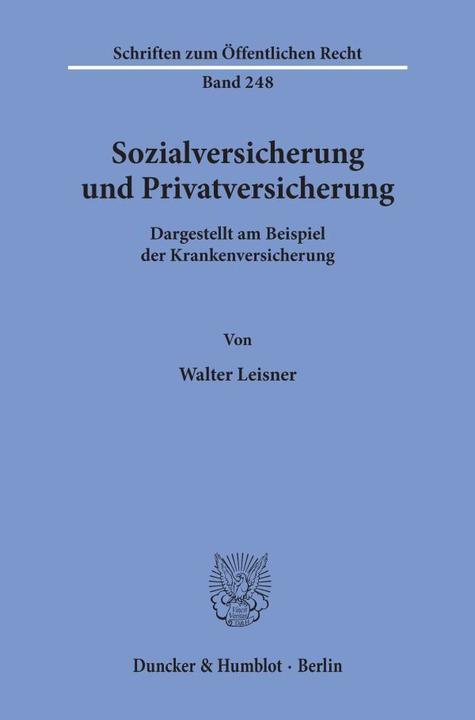Produktbild Sozialversicherung und Privatversicherung (Deutsch, Walter Leisner, 1974)