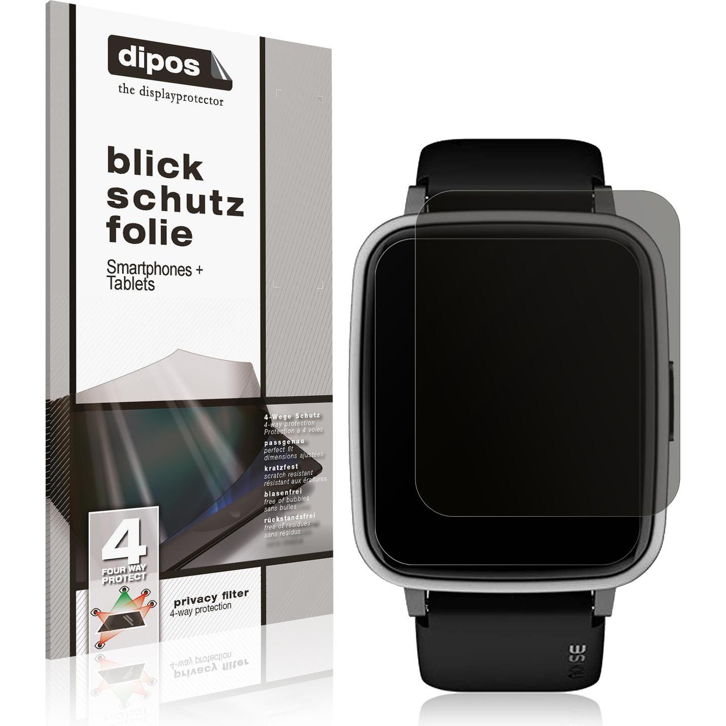 Dipos Blickschutzfolie 4-Way Privacy, Smartwatch Schutzfolie, Transparent