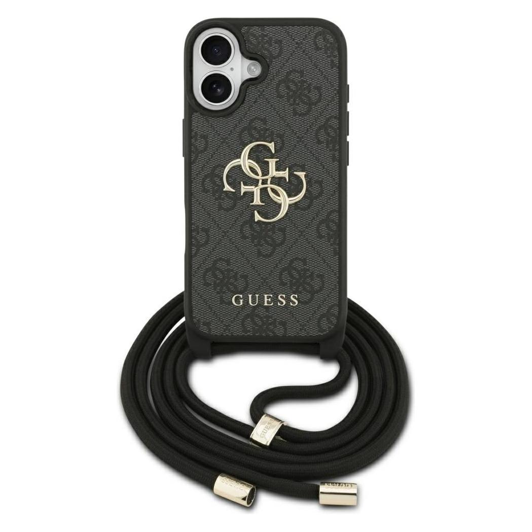 Guess Etui 4G Big Logo Cord Stap Crossbody Do IPhone 17 Czarny, Smartphone Hülle, Schwarz