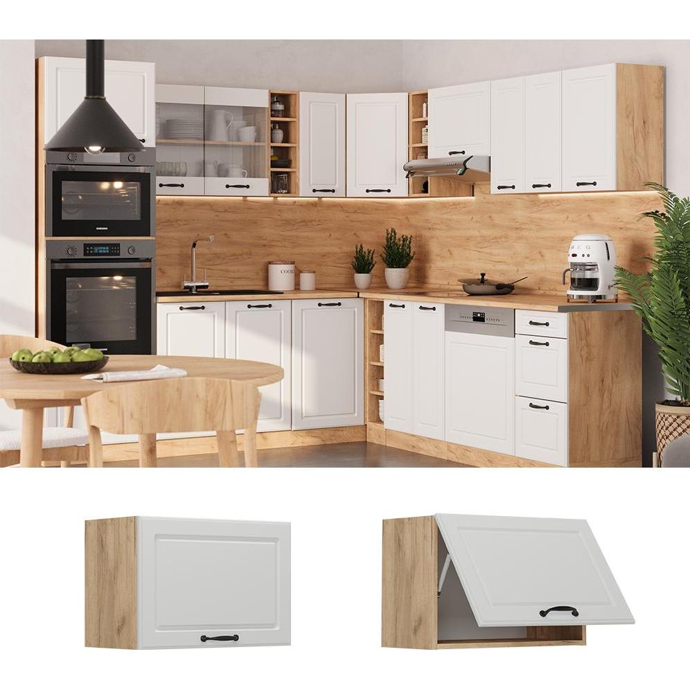 Thumbnail - Vicco, Regal, Hängeschrank R-Line, Weiss Landhaus/Goldkraft Eiche, 60 cm Flach (60 x 40 x 31 cm)