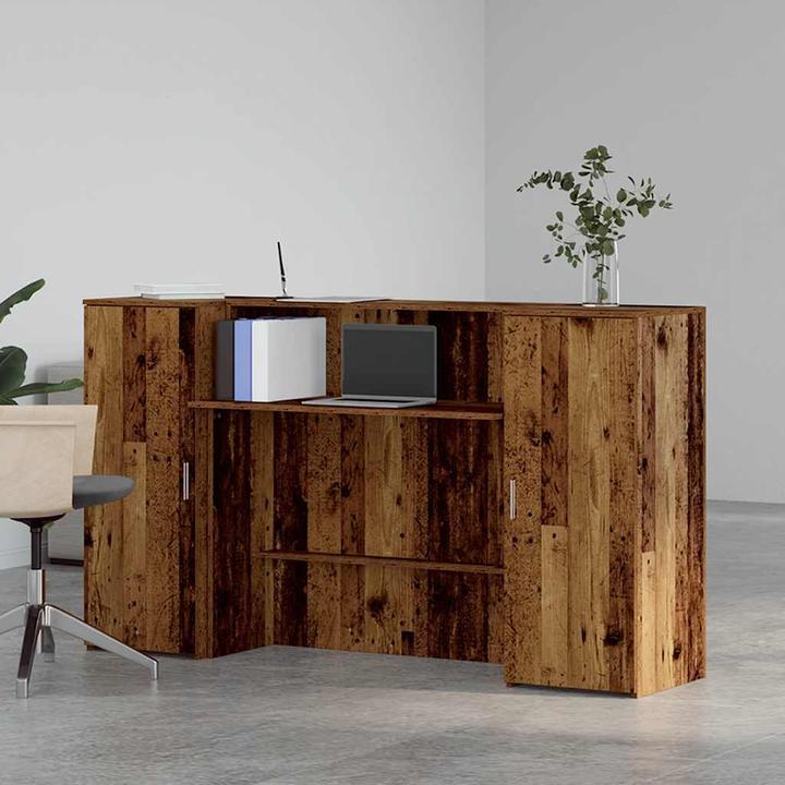 Actual product image VidaXL Reception counter black oak look 180x50x103.5cm wood-based material