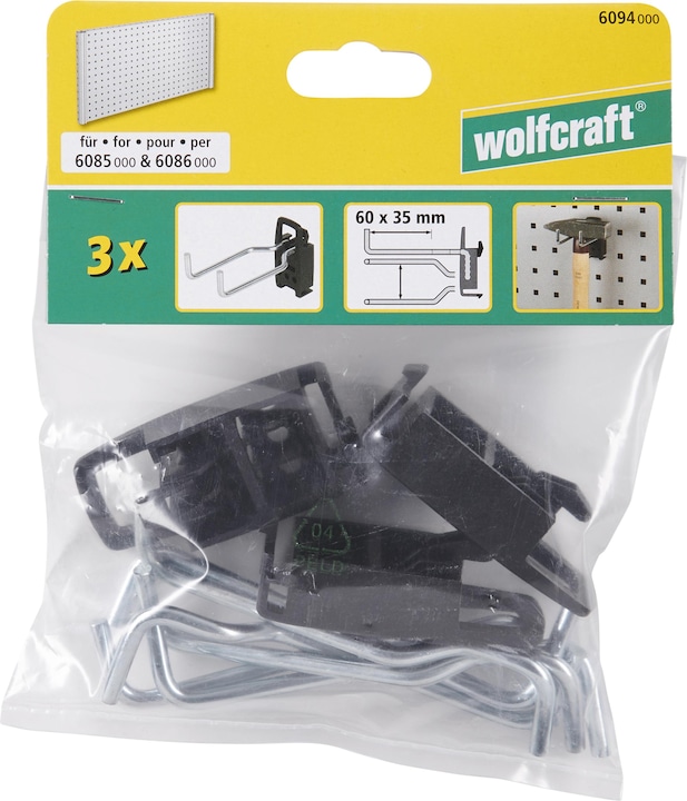 Actual product image wolfcraft Pegboard Double Hooks for Workshop System